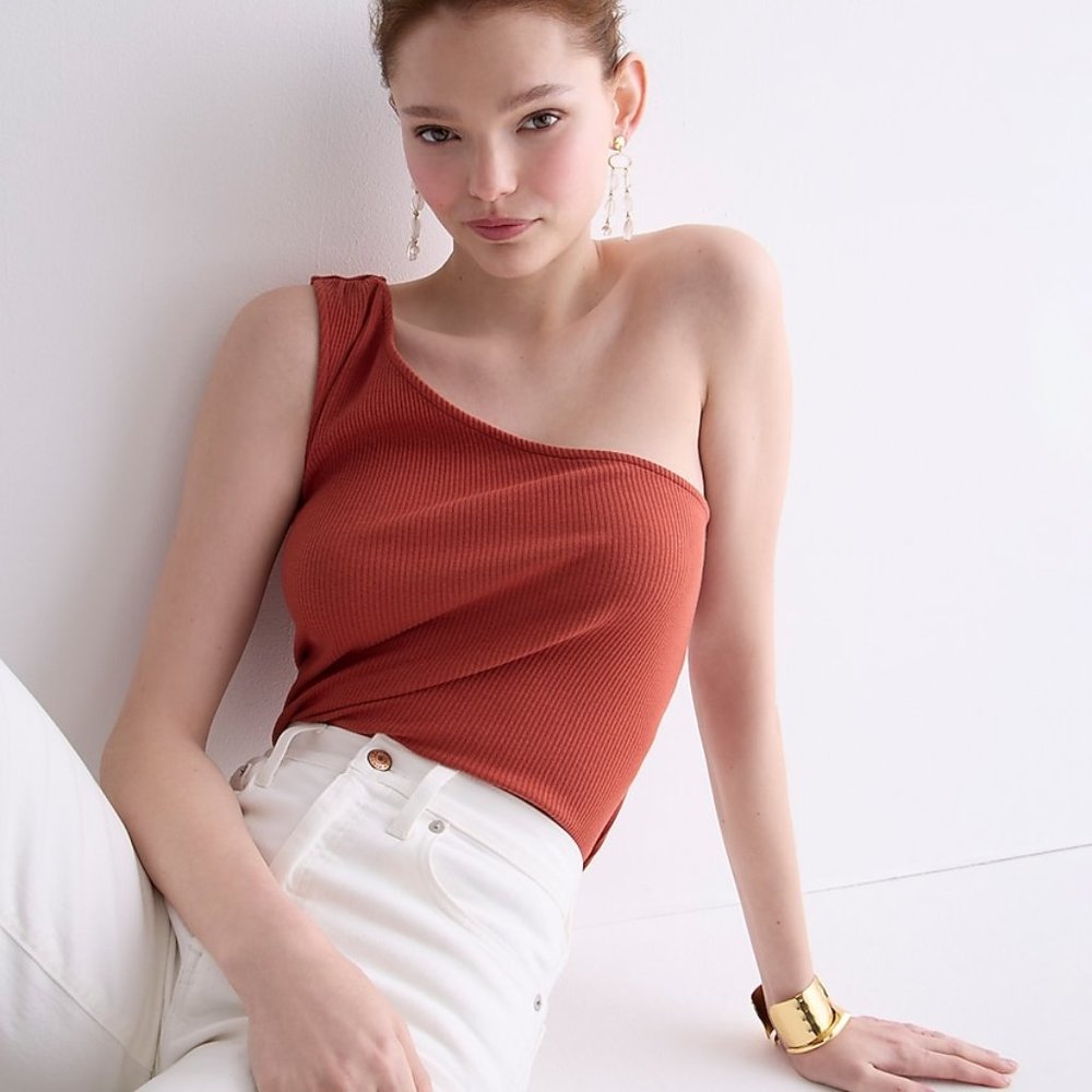 NWT J Crew One-Shoulder Vintage Rib Top